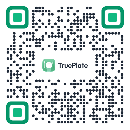 QR code linking to a live TruePlate AR demo dish