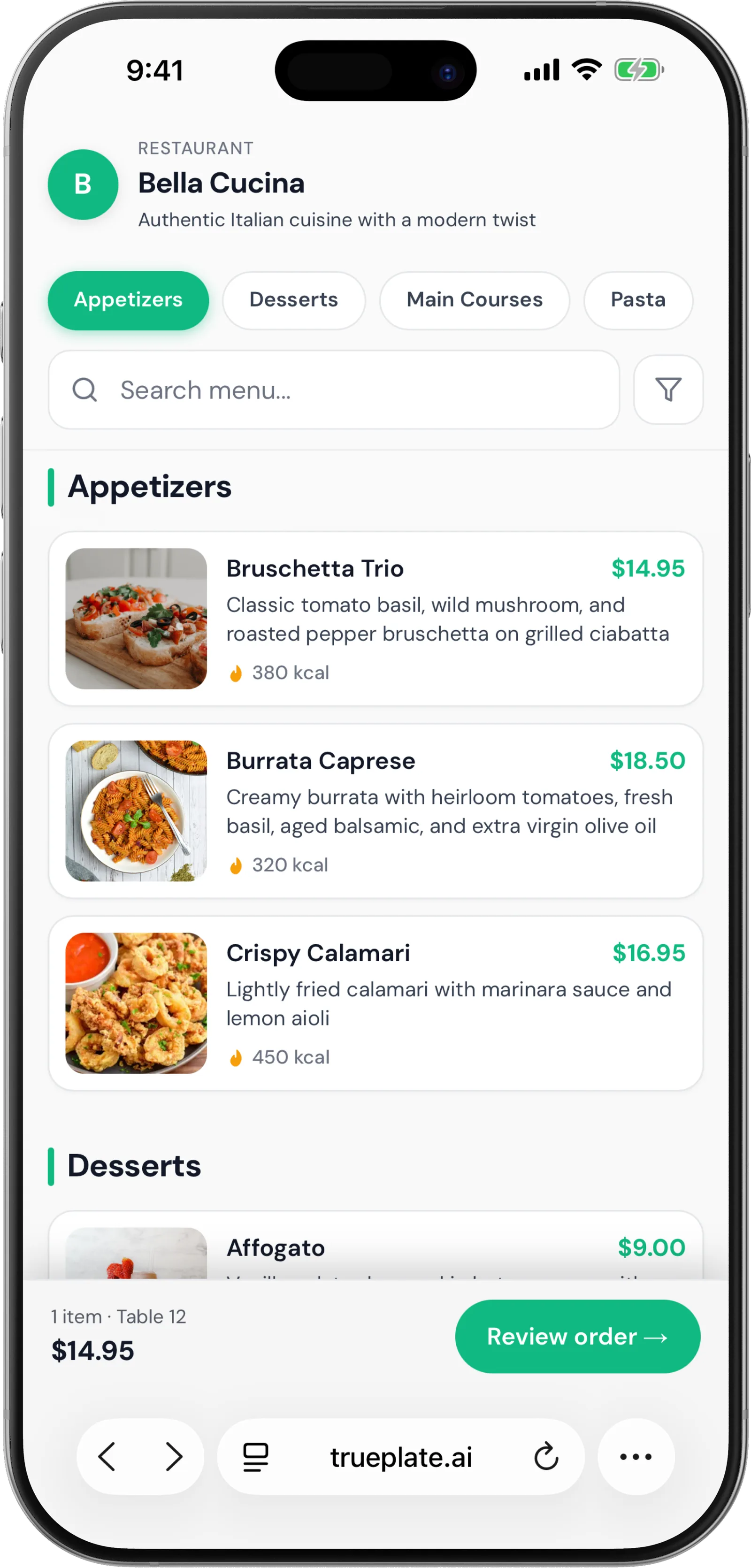 Customer Menu