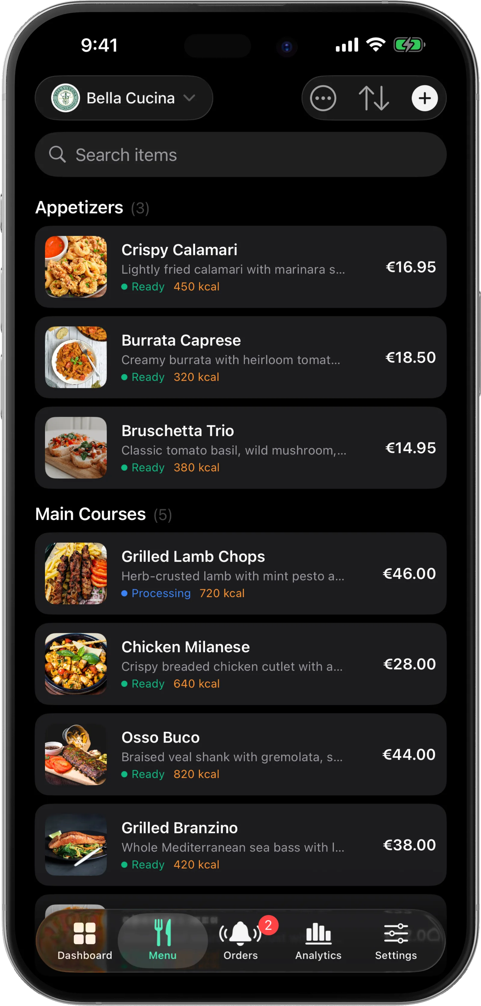 Menu Items
