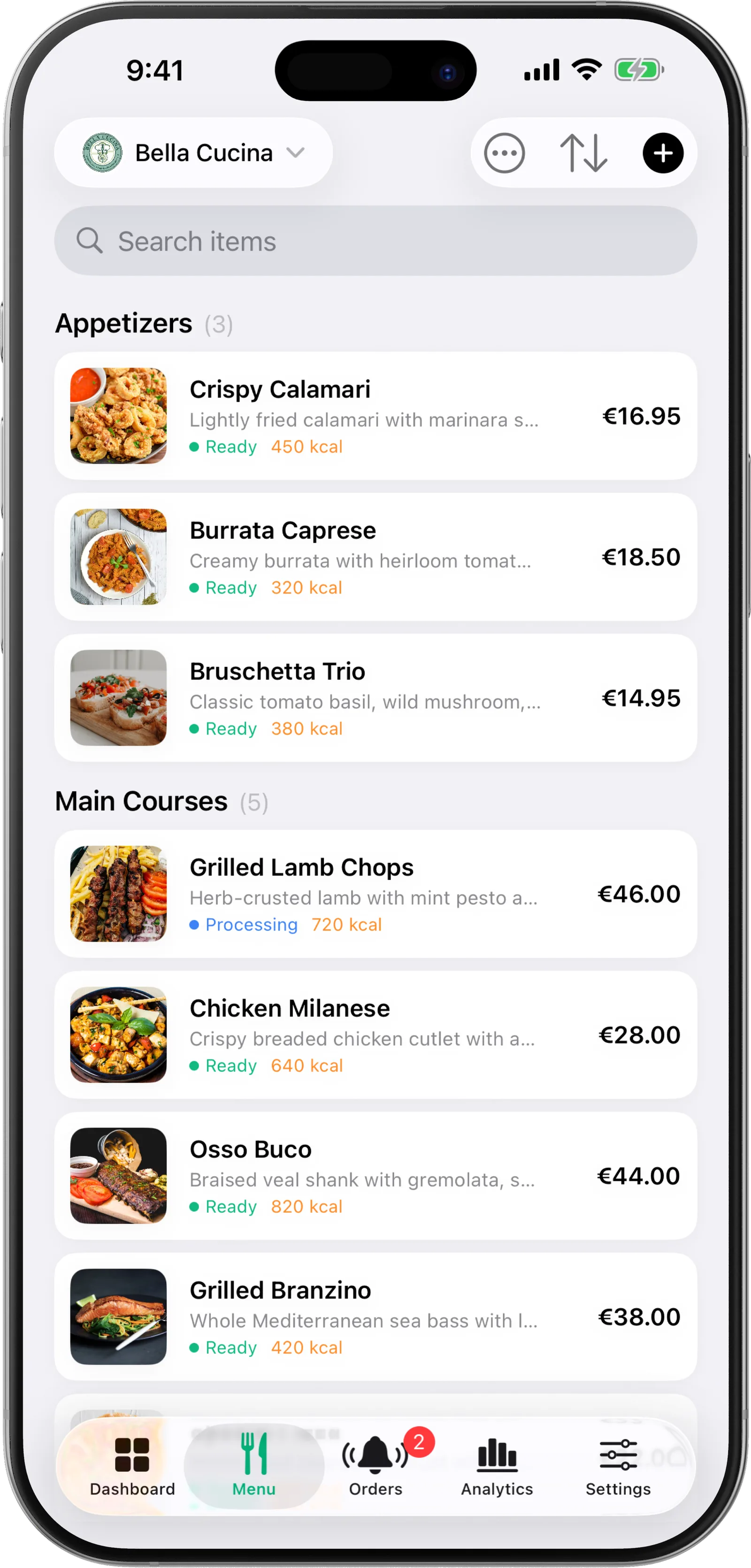 Menu Items